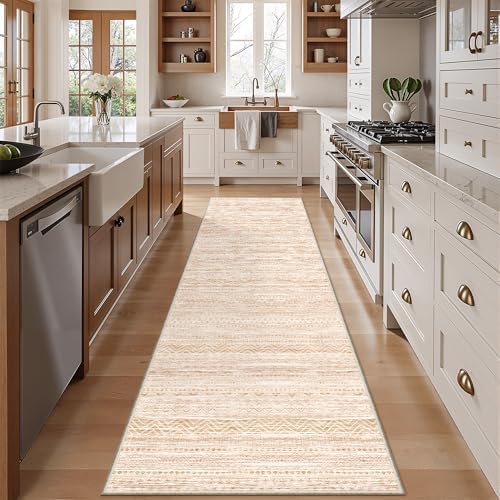 Miukiki Hallway 2x8 Runner Rug Washable Non Slip Kitchen Rug Beige by Miukiki