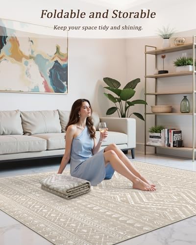 Miukiki 10x14 Area Rugs for Living Room Non Slip Washable Rug Brown - Image 6