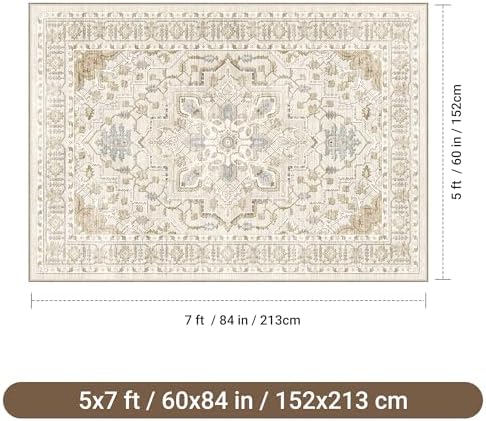 befbee Washable 5x7 Area Rug Non Slip Stain Resistant Rug for Living Room - Image 2
