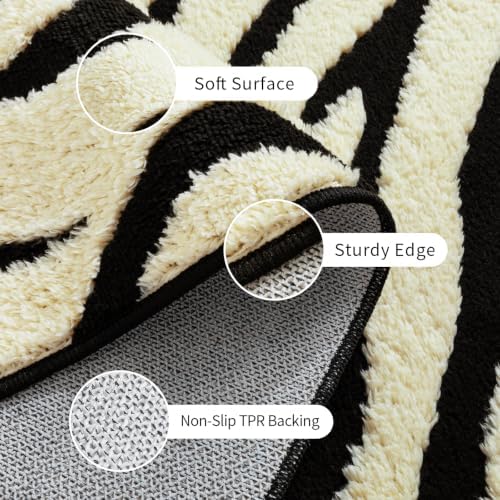YIHOUSE Zebra Round Rugs 5ft: Modern Washable Non-Slip Area Rug - Image 5