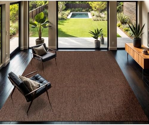 CAMILSON Easy Jute Rug 5x7, Indoor Outdoor Brown Color Fiber Area Rugs for Living Room Patio and Kitchen Rug, Solid Boho Woven Design, Easy-Cleaning, Washable Outside Carpet Alfombras (5 x 7) - Image 3