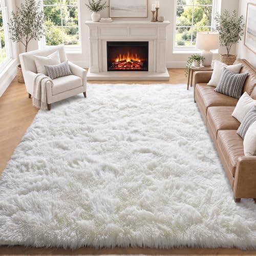 ONASAR Cream White 6x9 Area Rugs for Living Room Bedroom, Large Fluffy Bedside Throw Rug, Soft Plush Shaggy Fuzzy Floor Carpet for Nursery Kids Girls Boys Teen Dorm Home Decor Aesthetic by ONASAR