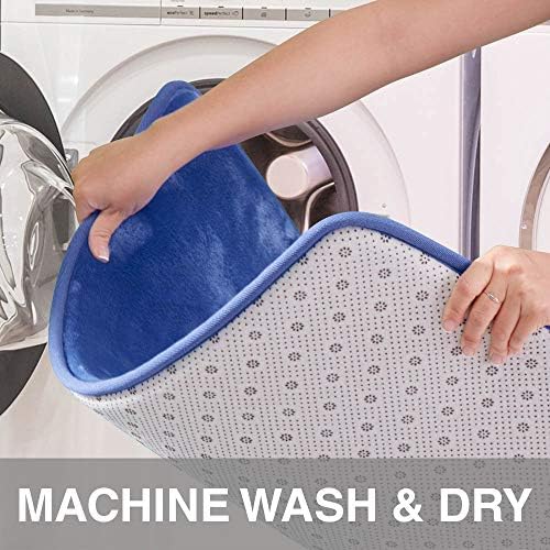 Memory Foam Bath Mat Non Slip Absorbent Super Cozy Velvet Bathroom Rug Carpet (24 inches X 48 inches, Royal Blue) - Image 4