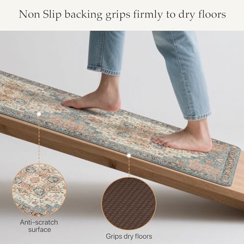 GENIMO Anti Fatigue Kitchen Mats for Floor 2PCS, Standing Rugs,BlueCoral - Image 4