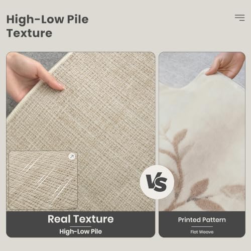 Valenrug 2x6 Runner Rug Non Slip, High-Low Pile Runners for Hallways, Beige - Image 6
