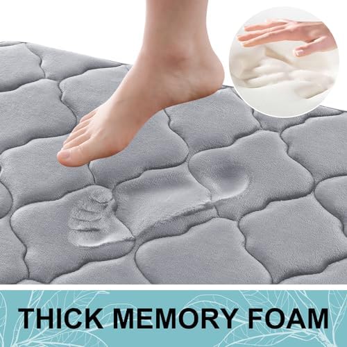 OLANLY Memory Foam Bath Mat Rug 30x20, Ultra Soft and Absorbent Bathroom Rugs, Non-Slip, Comfortable, Machine Washable Bath Carpet for Bathroom Floor, Tub, Shower and Home Decor Accessories, Grey - Image 4
