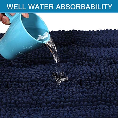 H.VERSAILTEX 2 Piece Bathroom Set - Super Absorbent Chenille Striped Bath Mats and Rugs - Non-Skid, Machine Washable Floor Mats (Navy, 24 x 36 Plus 20 x 32 Inches) - Image 5