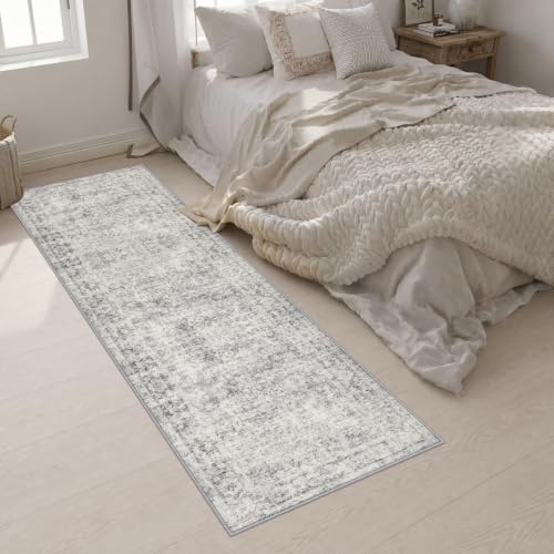 2.6x10 Washable Runner Rug:Modern Abstract Soft Carpet Black Grey - Image 5