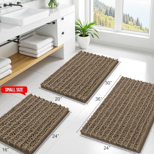 Smiry Bathroom Rugs 24X16, Extra Soft Rubber Backing Chenille Bath Mats - Image 2