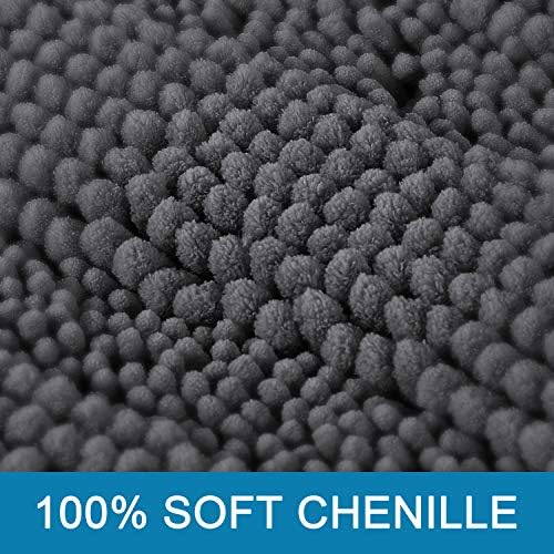 H.VERSAILTEX Bath Rugs for Bathroom Non Slip Bath Mats Extra Thick Chenille Striped Rug 20" x 32" Absorbent Non Skid Fluffy Soft Shaggy Washable Dry Fast Plush Mat for Indoor, Bath Room, Tub - Grey - Image 3