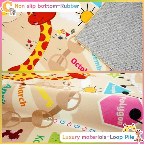 Chicrug 9x12 ABC Kids Rug for Classroom, Washable Non Slip Playroom Playmat - Image 7