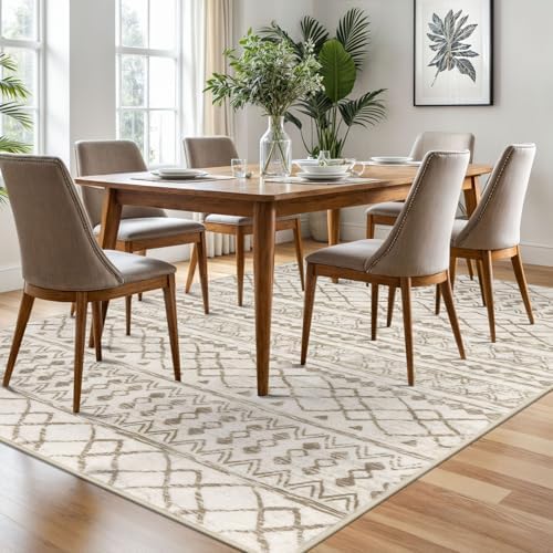 KUTA 6x9 Boho Living Room Rugs Moroccan Washable Area Rug Beige - Image 2