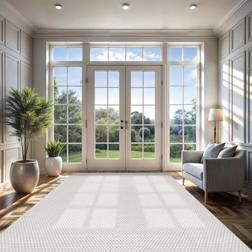 CAMILSON Easy Jute Rug 8x10, Indoor Outdoor Off-White Farmhouse Area Rugs for Living Room Patio and Kitchen Rug, Solid Woven Design, Easy-Cleaning, Non Slip Washable Outside Carpet (8 x 10) - Image 4