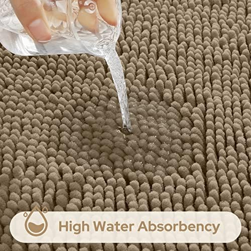 HOMEIDEAS Bathroom Rugs Set of 3, Super Soft Absorbent Chenille Bath Rugs - Image 5