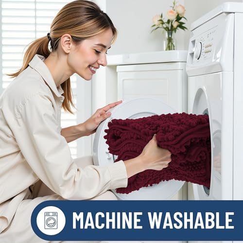 Smiry Bathroom Rugs 40X32, Extra Soft Rubber Backing Chenille Bath Mats - Image 6