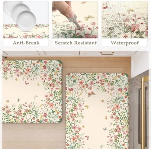 KIMODE Kitchen Mats for Floor Anti Fatigue, Flower Butterfly Kitchen Rugs - Image 6