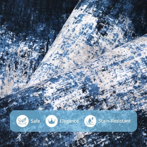 GarveeHome Machine Washable Runner Abstract Hallway Rugs 2x6 Blue - Image 3