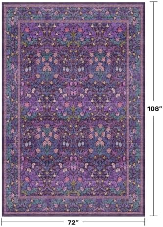 Plum Purple Floral Area Rug 6x9 for Dining Room, Living Room, Bedroom - Image 2