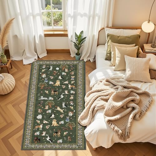 Dark Green Hallway Runner Rug 2x5 for Bedroom Kitchen - Image 4