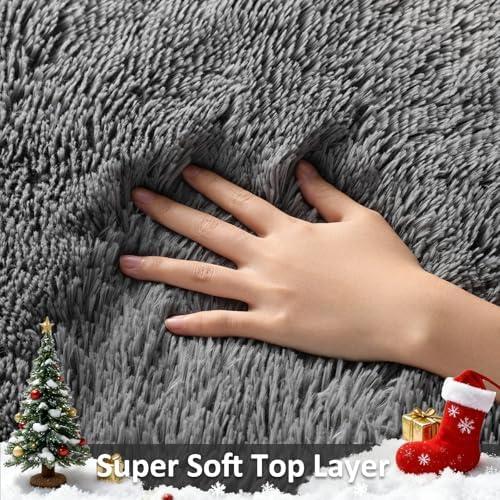 Ophanie Area Rugs 9x12 Living Room, Large Grey Bedroom Carpet, Big Shag Indoor Thick Soft Nursery Rug, Gray Fluffy Carpets for Boy and Girls Room Dorm Home Decor Aesthetic - Image 2