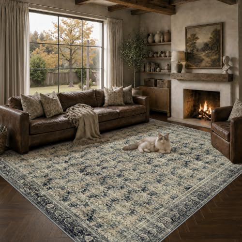 5x7 Area Rugs Living Room: Washable Vintage Floral Rug for Bedroom by Unknown