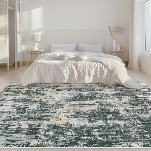 Area Rugs 6x9 Living Room: Washable Rug Modern Abstract Large Rugs Soft Non Slip Neutral Rug Stain Resistant Indoor Carpet for Bedroom Kitchen Dining Room Nursery Home Rugs(Black Grey Gold,6'x9') - Image 3