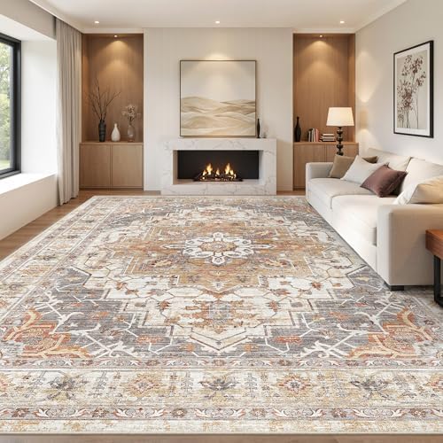 befbee 10x14 Area Rugs for Living Room, Washable Vintage Non Slip Rug by Befbee