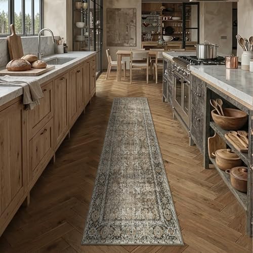 PureCozy Brown Runner Rug 3x7 Vintage Traditional Distressed - Image 2
