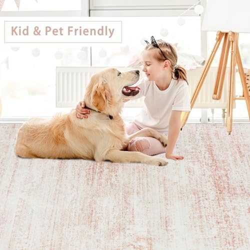Pink Washable Rugs 6x9 Area Rugs for Living Room,Bedroom,Nursery,Carpet - Image 7