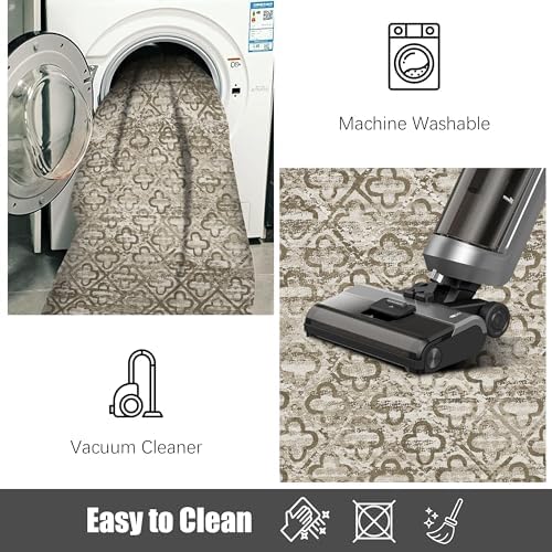 RUGSURE Washable Area Rugs, 2'6'' x 8' - 1/6 Thick - Stain & Water Resistant Non-Slip - Perfect Resistant Rug for Living Room, Bedroom, Nursery, Pet & Child Friendly, Vibrant Colors Rugs, Brown - Image 7
