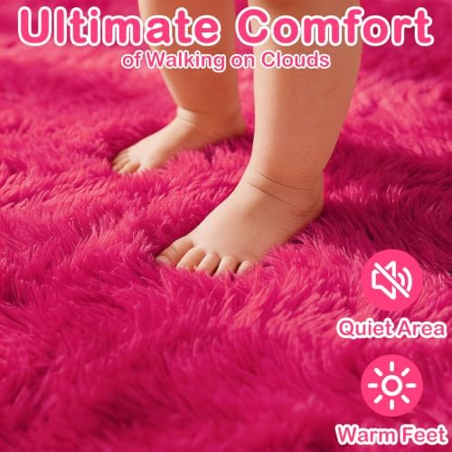Cute Runner Rugs for Hallway 2' x 6' Super Soft Hot Pink Girls Bedroom Rugs - Image 3