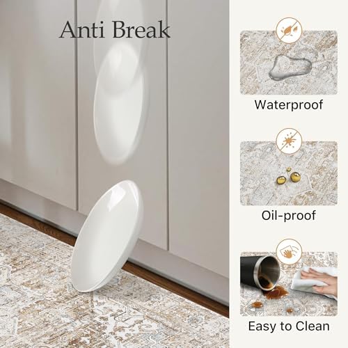 GENIMO Anti Fatigue Kitchen Mats for Floor 2PCS, Standing Rugs,BeigeTan - Image 5