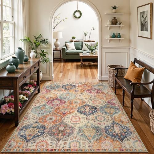 Lahome Moroccan Machine Washable Rugs for Living Room, 4x6 Rug for Bedroom - Image 5