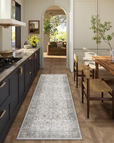 Washable Kitchen Rug Runners for Hallways: 2'x6' Bedroom Rug Non Slip Low-Pile Stain Resistant Soft Indoor Floor Carpet Runner for Indoor Entryway Hallways Kitchen Laundry Room Beside Farmhouse by palohom