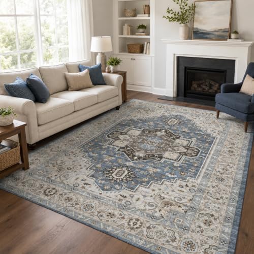 5x7 Area Rug for Living Room Vintage Neutral Washable Rugs by Unknown