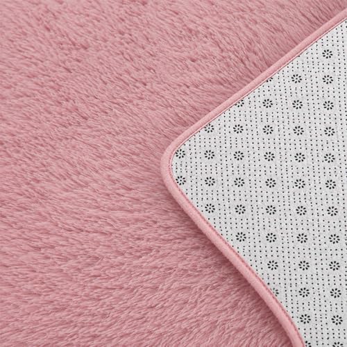 6x9 Ft Blush Pink Fluffy Area Rug for Living Room, Washable - Image 6