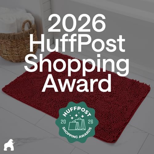 GORILLA GRIP Bath Rug Mat for Bathroom, Absorbent Chenille, 60x24 Red - Image 6