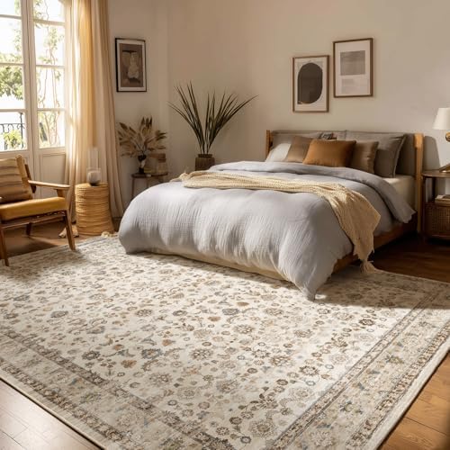 10x14 Area Rug Washable Rugs: Large Living Room Rug Stain Resistant Non Slip Distressed Vintage Low Pile Soft Carpet Rugs for Bedroom Farmhouse Dining Room Kids Playroom Nursery - Image 4