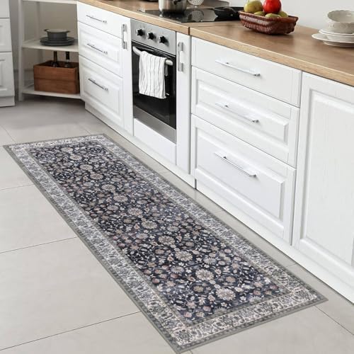 KUTA Vintage Washable Runner Rug, 2x6 Grey Black Beige Hallway Runner - Image 3