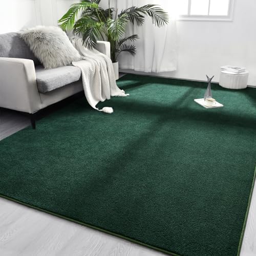 FlyDOIT Area Rugs for Bedroom Living Room, 4x6 Dark Green Super Soft Comfy Thickened Memory-Foam Indoor Carpets, Modern Aesthetic Minimalist Carpet for Boys Girls Adults Apartment Nursery Home Décor by FlyDOIT