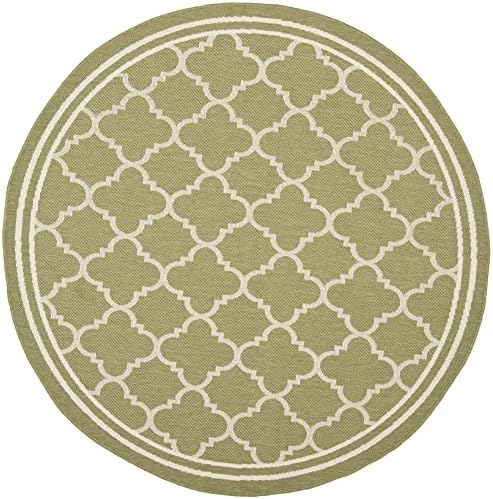 SAFAVIEH Washable Rug Outdoor Courtyard Collection - 7'10" Round, Green & Beige, Non-Shedding & Easy Cleaning, Ideal for Patio, Backyard, Mudroom (CY6918-244) - Image 2