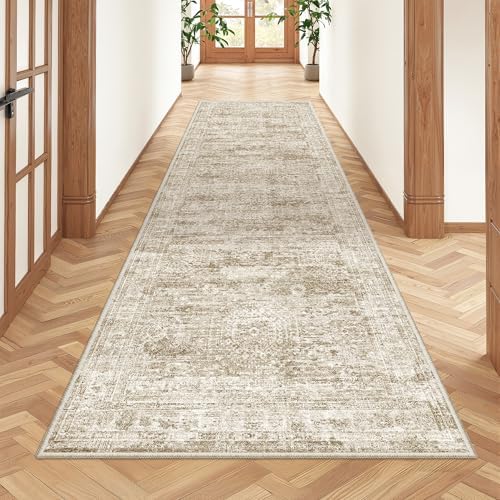 2'6 x 8' Runner Rug Non Slip,Washable Kitchen Rugs,Brown - Image 3