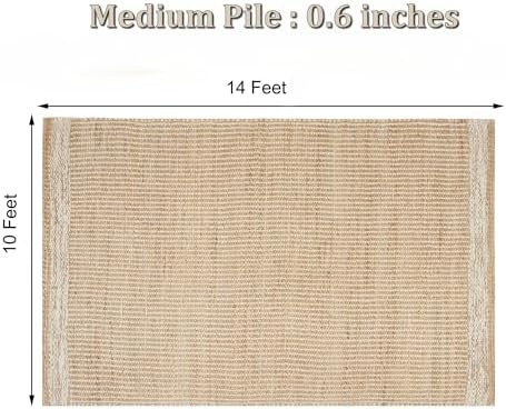 10x14 feet Natural Jute & Wool Area Rug,– Handwoven Mini Check Natural Fiber Rug with 4" Border, Neutral Boho Farmhouse Rug for Living Room,Dining Room,Bedroom | 0.6" Pile (10' x 14') - Image 2