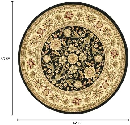 SAFAVIEH Lyndhurst Round Rug 5'3", Black & Ivory LNH212A - Image 2