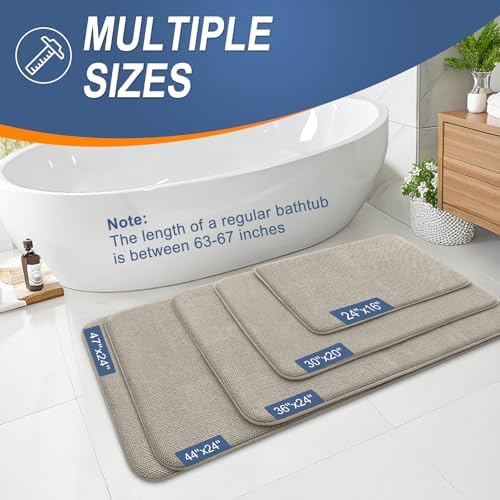 OLANLY Memory Foam Bathroom Runner Rugs 70x24, Long Bath Mats, Warm Taupe - Image 5