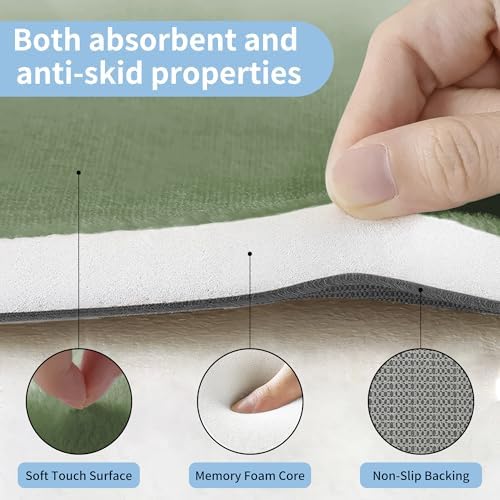 Cupic Cupid Memory Foam Bath Mat 24"×36", Non Slip Bathroom Rugs，Sage Green - Image 6