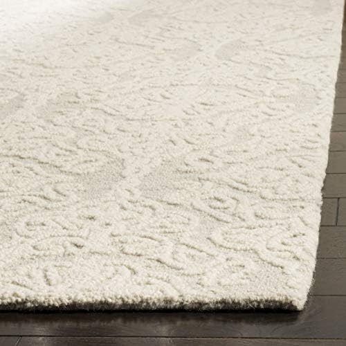 SAFAVIEH Blossom Collection 10' x 14' Silver/Ivory BLM112G Handmade Premium Wool Living Room Dining Bedroom Area Rug - Image 4