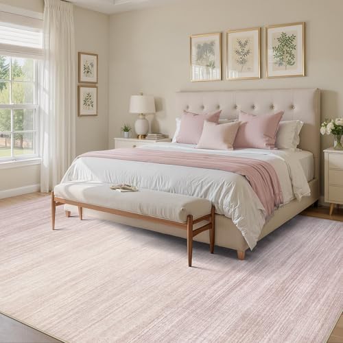 UERMEI 8x10 Washable Area Rug - Neutral Modern Abstract Living Room Rugs, Non-Slip Soft Large Indoor Floor Carpet for Bedroom Home Office & Under Dining Table Decor, Soft Pink - Image 2