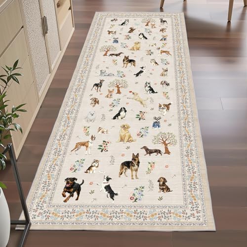 Beige Floral Hallway Runner Rug 2x6 for Bedroom Kitchen by WelcometoBabovid