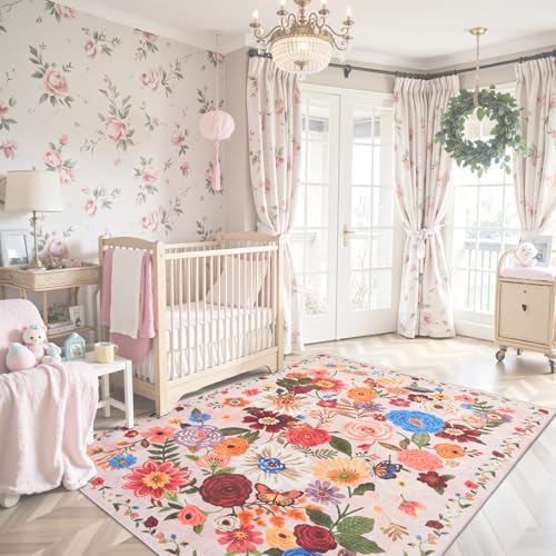 Blush Area Rug 5x7 for Bedroom Living Room by WelcometoBabovid